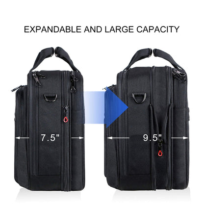 KROSER Laptop Bag Expandable Laptop Briefcase Fits Up to 17.3 Inch Laptop Water-Repellent Shoulder Messenger Bag Computer Bag for Travel/Business/School/Men/Women-Black