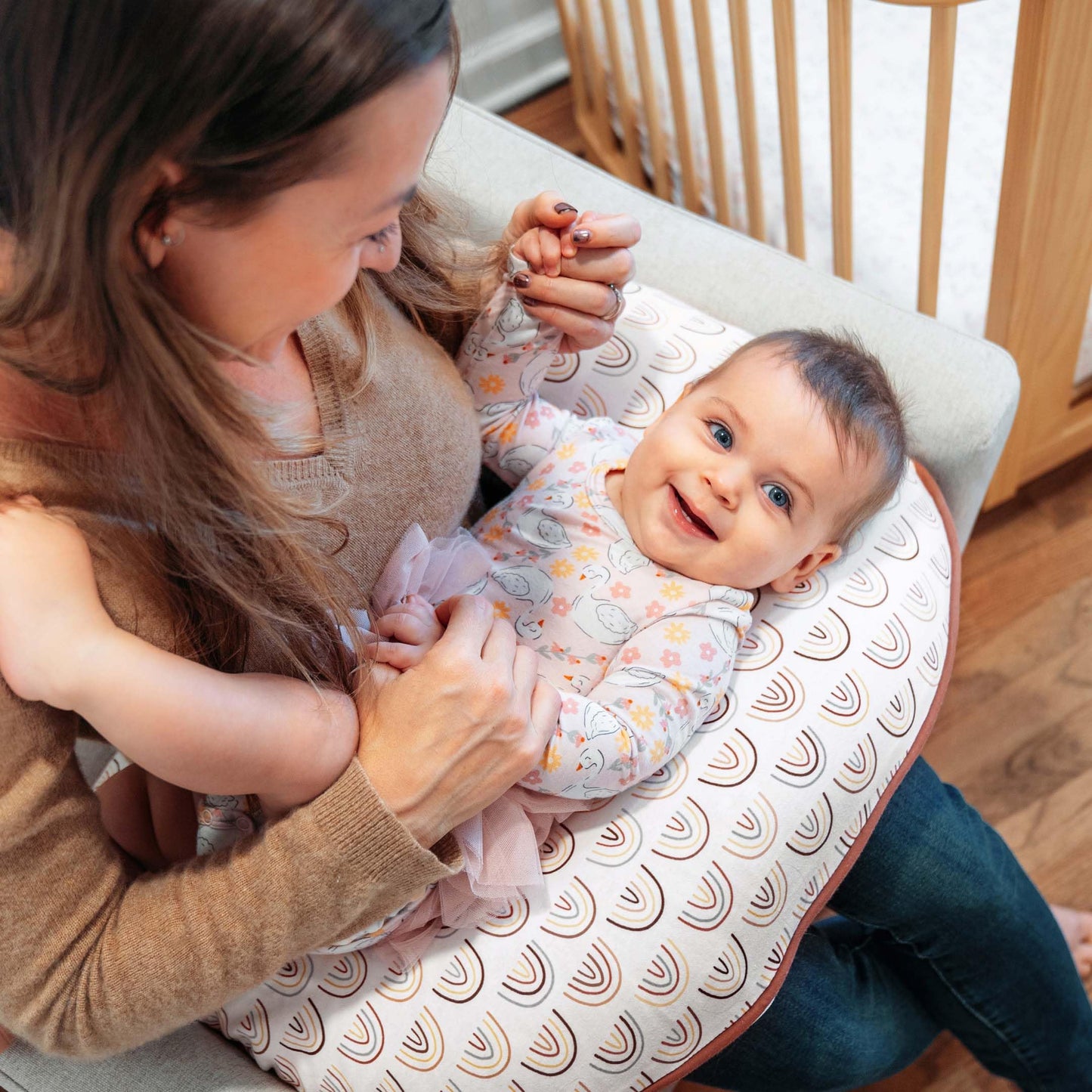 Boppy Nursing Pillow Cover, 100% Organic Cotton, Spice Rainbows, Fits The Original Support Pillow for Breastfeeding and Bottle Feeding, Cover Only, Nursing Support Pillow Sold Separately