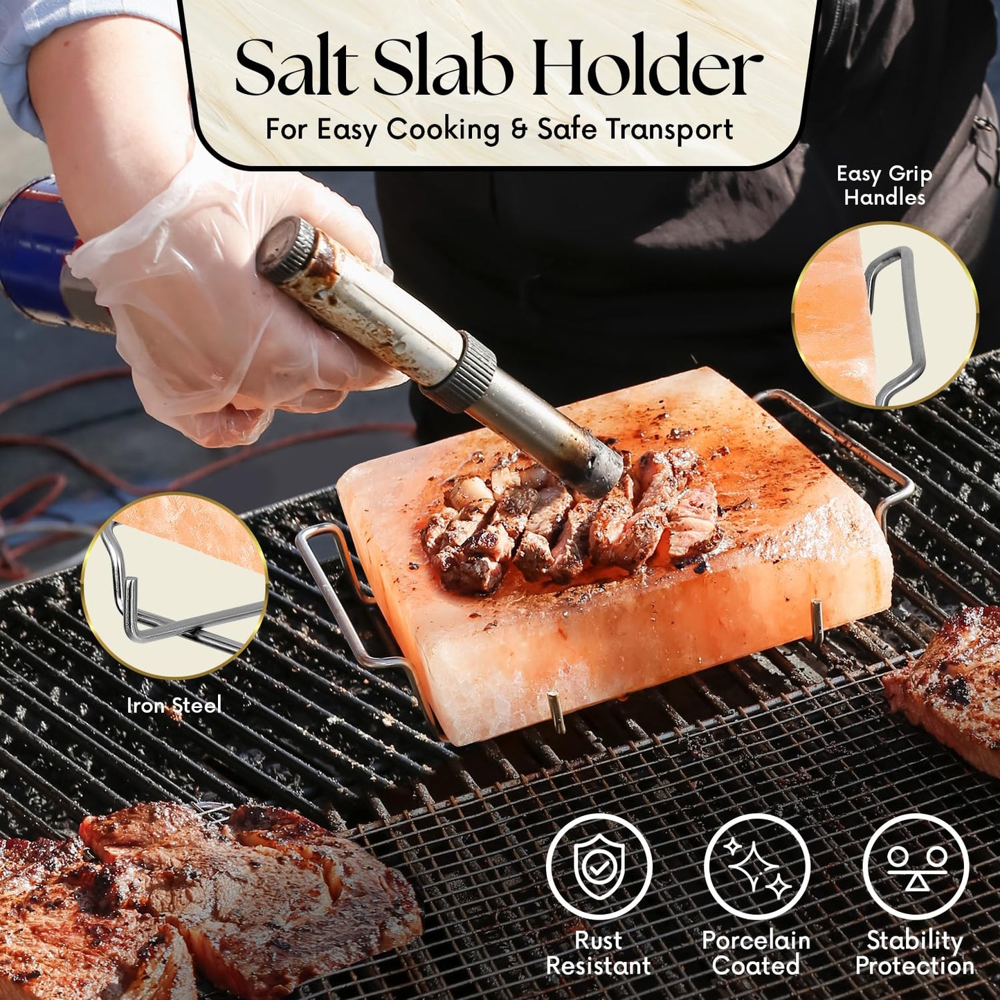 UMAID Himalayan Salt Block Cooking Plate 8x8x1.5 – Food Grade Pink Himalayan Salt Stone for Cooking, Salt Block for Grilling, Serving & Food Presentation – Includes Stainless Steel Tray & Recipe Booklet – Unique Gifts for Men & Dad Gifts for Fathers Day