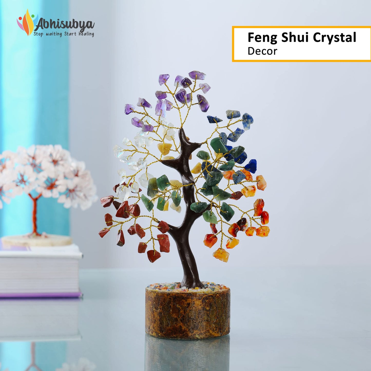 ABHISUBYA 7 Chakra Tree of Life - Aesthetic Room Decor - Crystal Necklace - Nature Decor - Crystal Tree