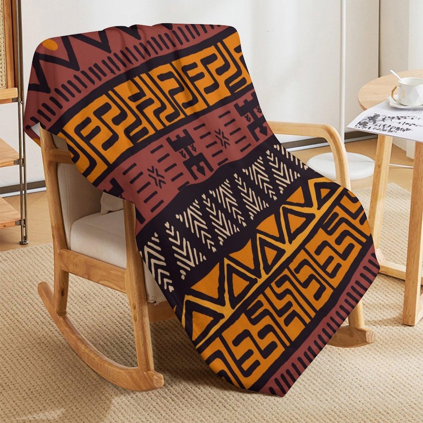 ZhiRain African Tribal Throw Blanket African Mud Cloth Pattern Abstract Geometric Ethnic Traditional Blanket for Sofa Bed Couch Chair Or Dorm 50"x60"