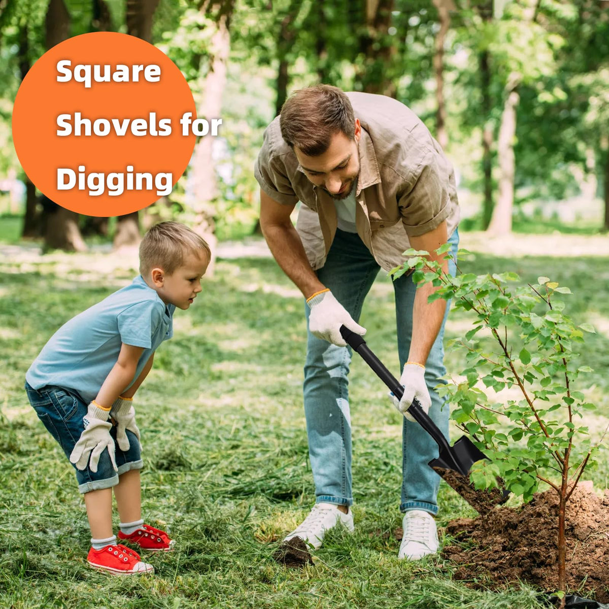 Small Square Shovel 43.3Inches Heavy Duty Garden Tools with Metal Handle, Small Transfer Spade for Digging Camping Car Beach Shovel, Black