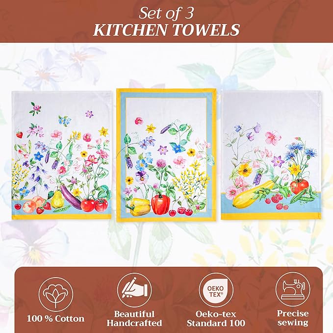Maison d' Hermine Kitchen Towels Set of 3 100% Cotton 27.50" x 20" Reusable
