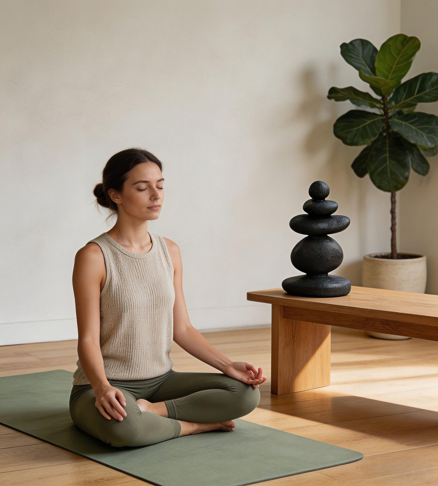 FUNTEREST Balancing Stacked Stones Statue, 14.5 Inch Zen Rock Cairn Sculpture, Black Resin Wabi Sabi Decor for Home Office Shelf Yoga Room, Mindfulness Gift for Yoga Lovers