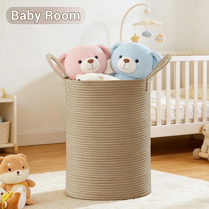 Tall Laundry Basket with Handles, 100L Portable Dirty Clothes Hamper, Boho