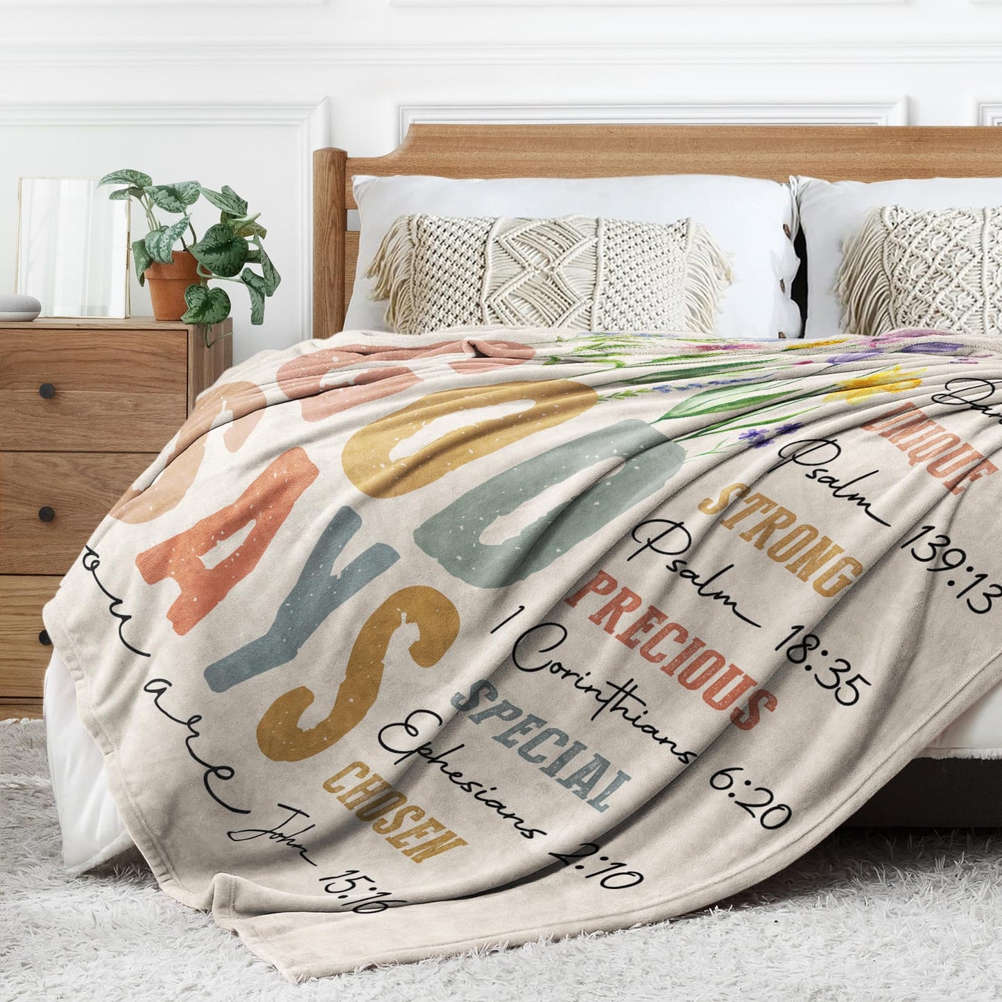 SteadStyle Christian Gifts for Women Birthday - Inspirational Floral Throw, Religious Birthday Gift for Women, Christian Blanket for Mom Sister Friend Girl, Baptism Confirmation Spiritual Gift for Her