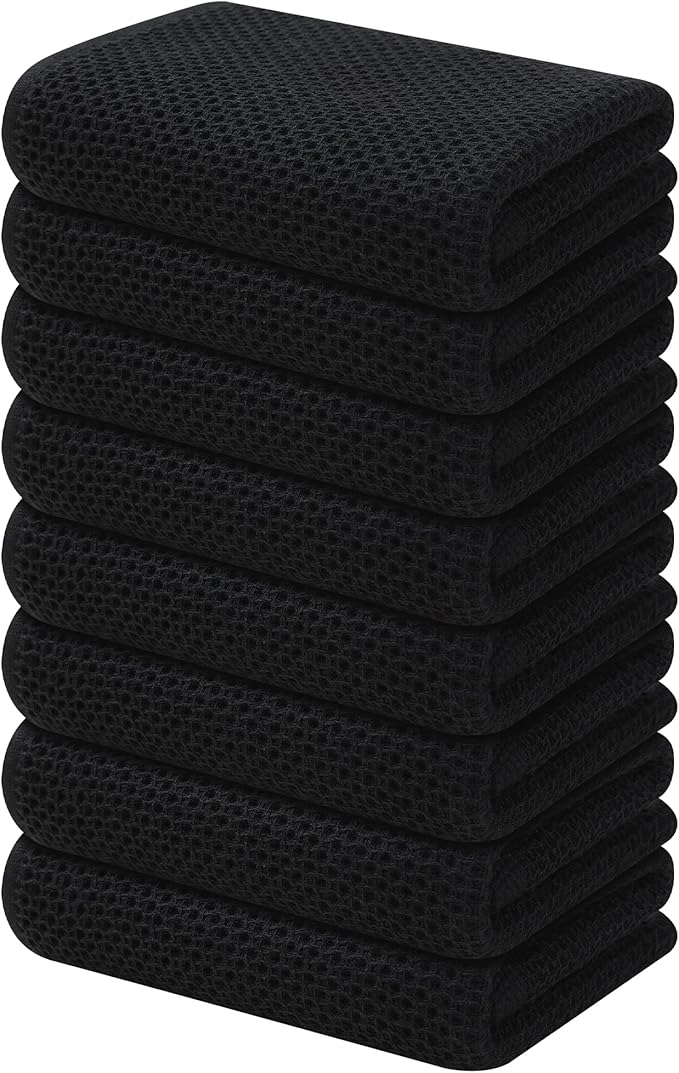 Kitinjoy 100% Cotton Waffle Weave Kitchen Hand Towels