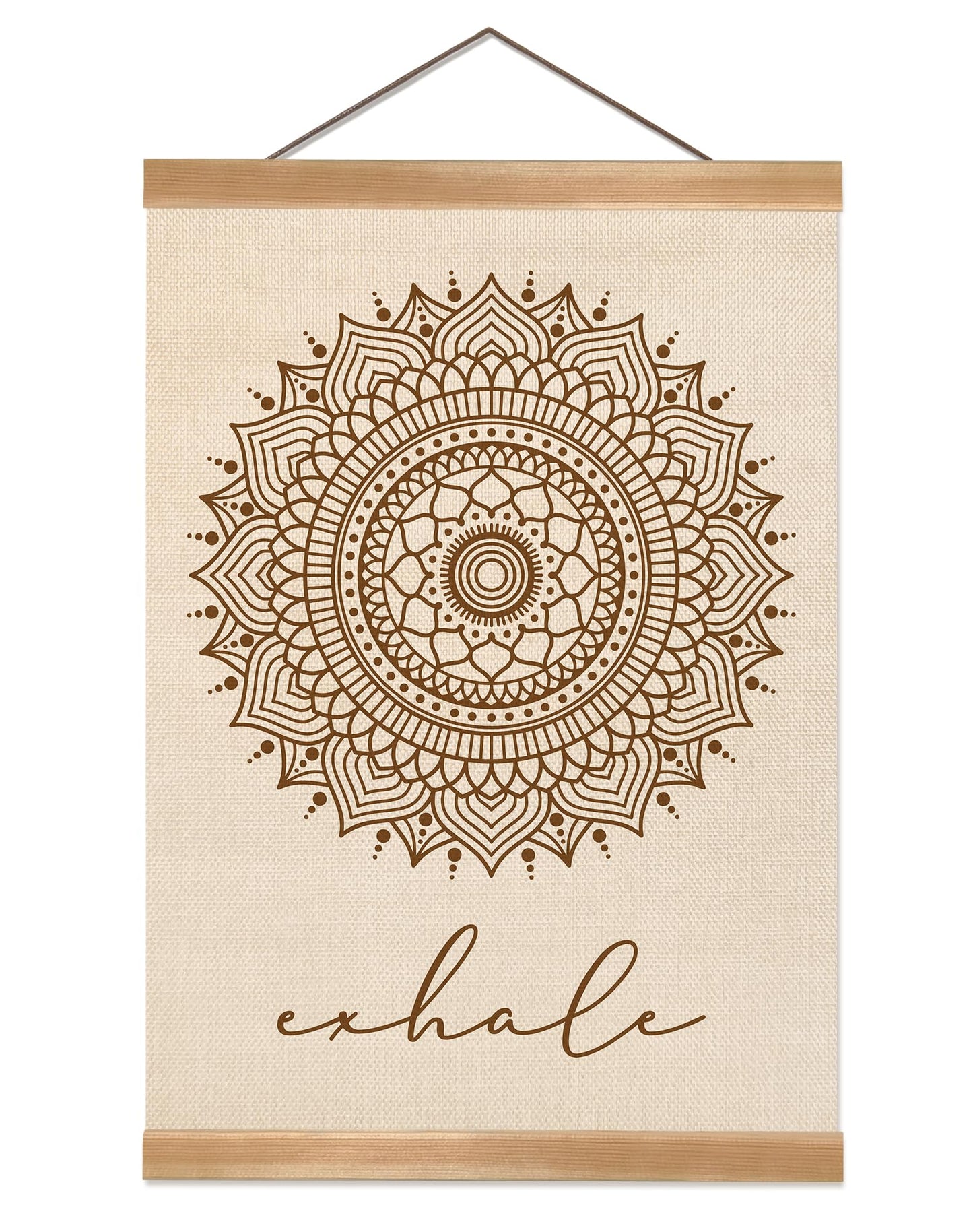 ZTGDA Boho Mandala Wall Art Exhale Inspirational Poster Minimalist Linen Canvas Hanging Print for Yoga Room, Meditation Space, or Bedroom Decor Calming Zen Home Wall Decor(Yoga)