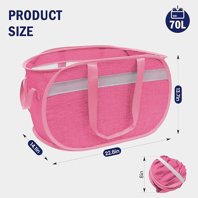 Collapsible Laundry Baskets, Foldable Tear Proof Pop Up Hamper
