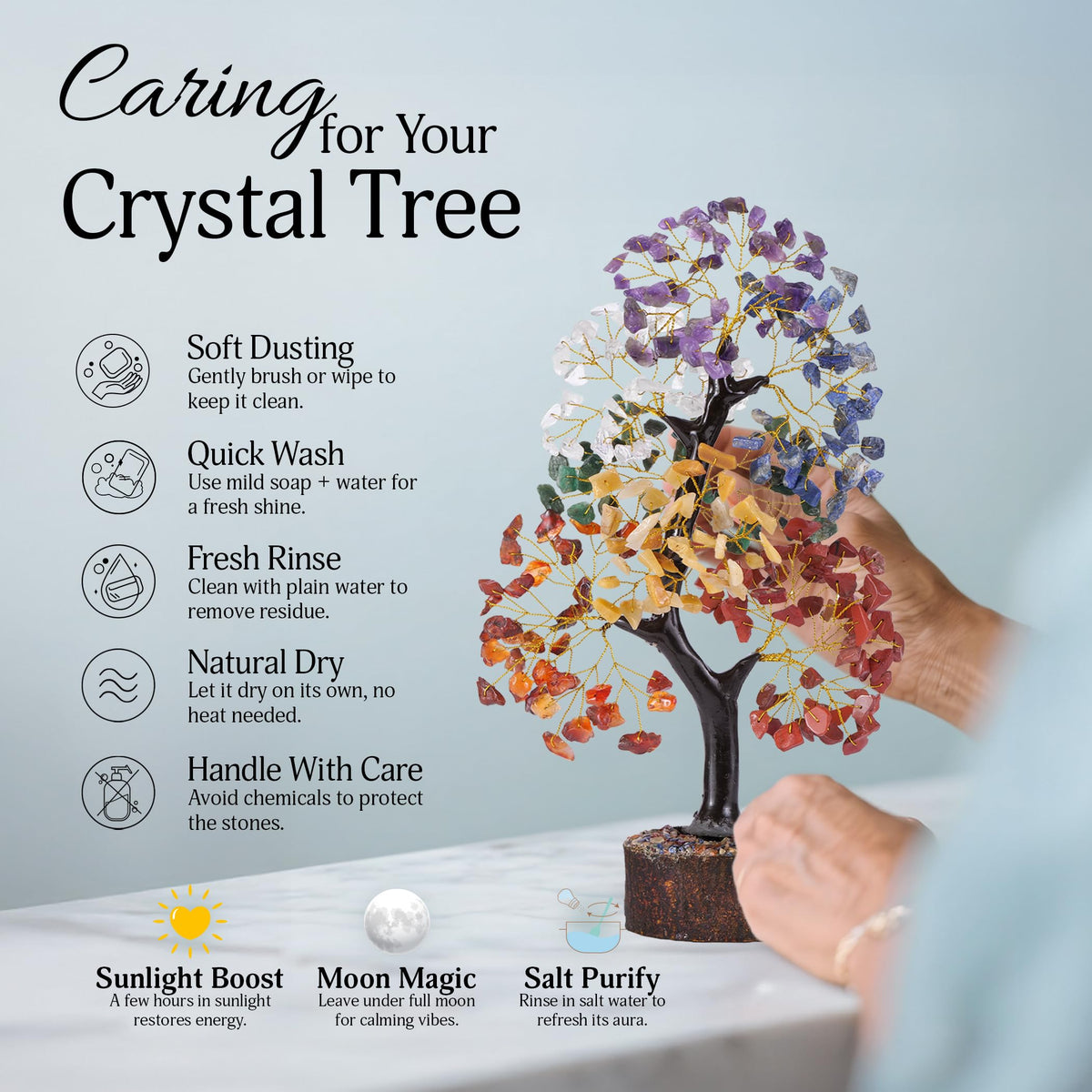 FASHIONZAADI 7 Chakra Tree of Life, Crystals and Healing Stones, Birthday Gifts for Women - Crystal Tree for Positive Energy, Home Office Decor, Spiritual Gifts for Women
