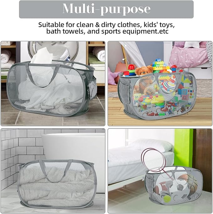 4 Pack Collapsible Laundry Baskets, Foldable Laundry Basket