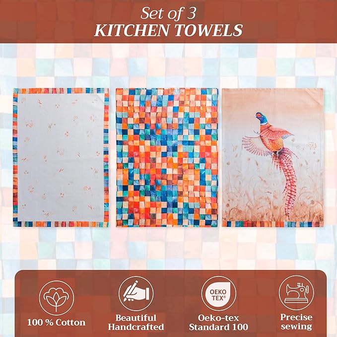 Maison d' Hermine Kitchen Towels Set of 3 100% Cotton 20" x 27.5" Reusable