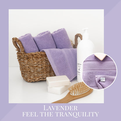 Luzia 8 Piece Bathroom Towel Set - 100% Turkish Cotton, Premium Quality - 2 Bath Towels 2 Hand Towels and 4 Washcloths (Lavender/Purple)
