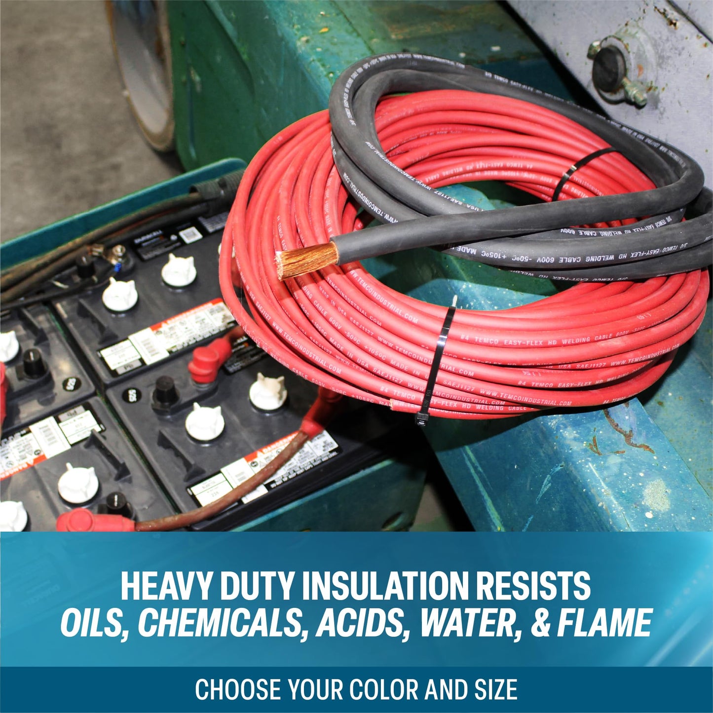 TEMCo 4 Gauge AWG 100 Ft Black Flexible Pure Copper Made in USA Welding Cable Battery Wire - Heavy Duty Solar, Inverter, Car, RV, Truck