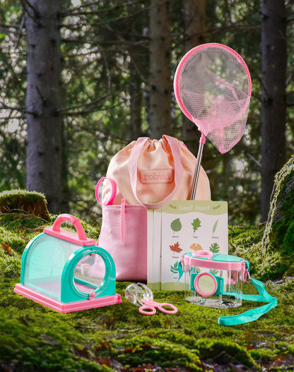 ROBUD Upgraded Bug Catcher for Kids, Bug Catching Kit with Bag Kit, Pink Outdoor Exploration Set for Camping, Montessroi Toy for Kids Coming Closer to Nature，WRP59