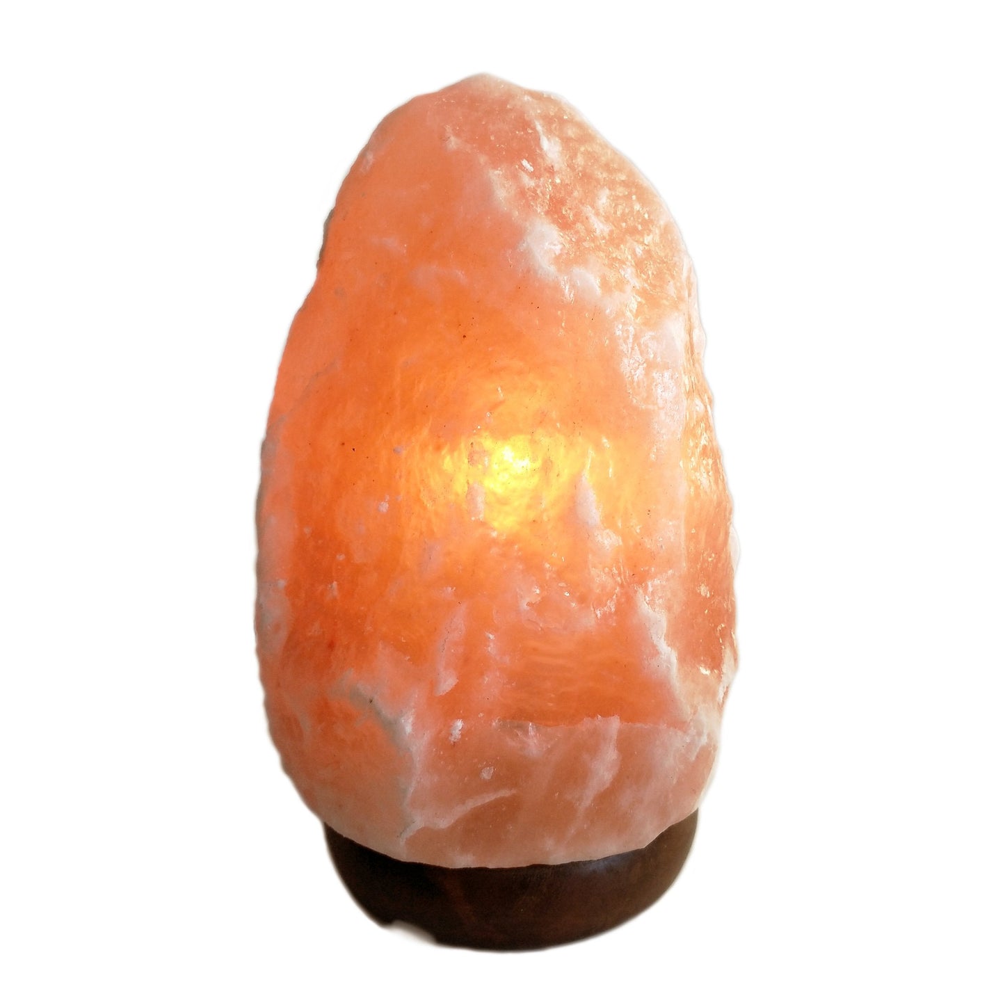 Himalayan Salt Lamp on Genuine Neem Wood Base, Natural Shape, 5-9"