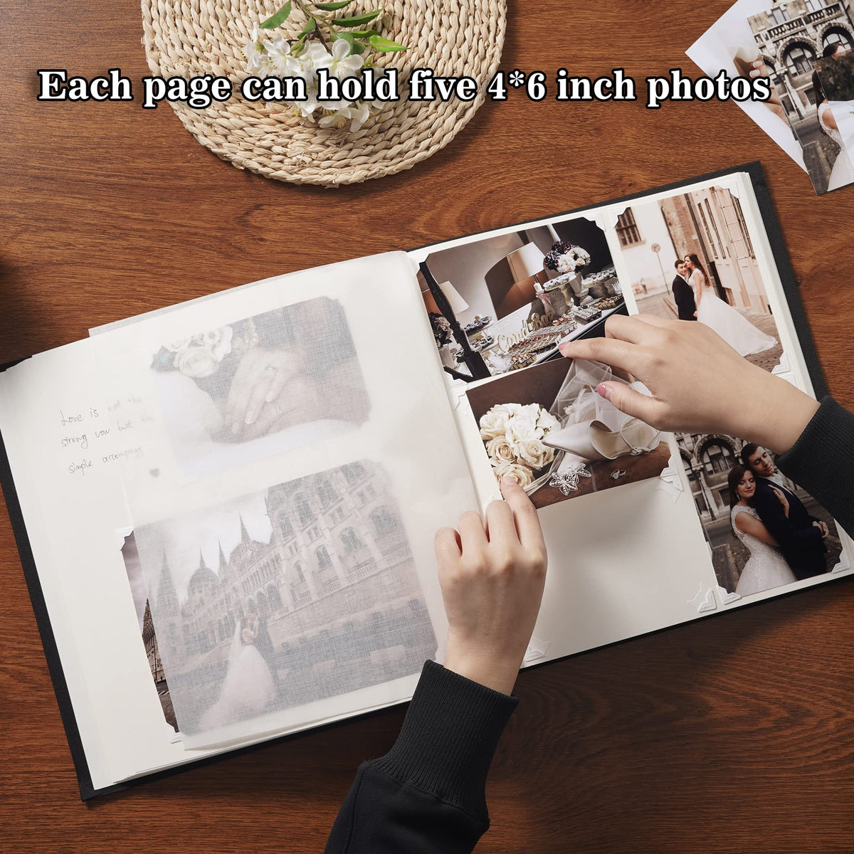 Pssoss Large DIY Scrapbook Photo Album 100 pages with Writing Space for 3x5 4x6 5x7 6x8 8x10 Pictures for Baby Wedding Family Children Anniversary Photo Album (Beige)