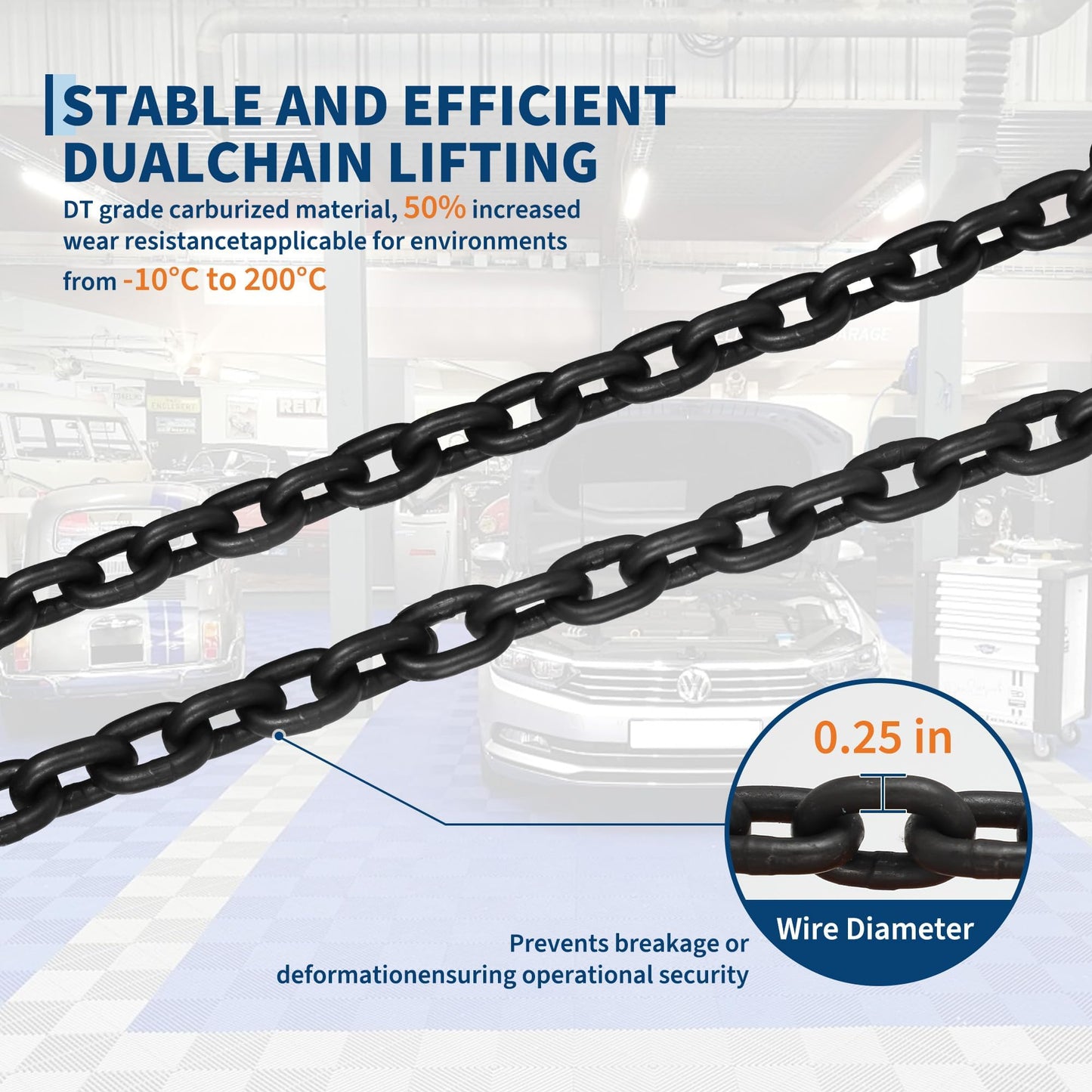 1100 lbs Electric Chain Hoist 15 FT Lifting Height, 120V Electric Hoist, Single Phase Overhead Crane with G100 Chain, 10 ft Wired Remote Control for Garage, Shop, Hotel, Home