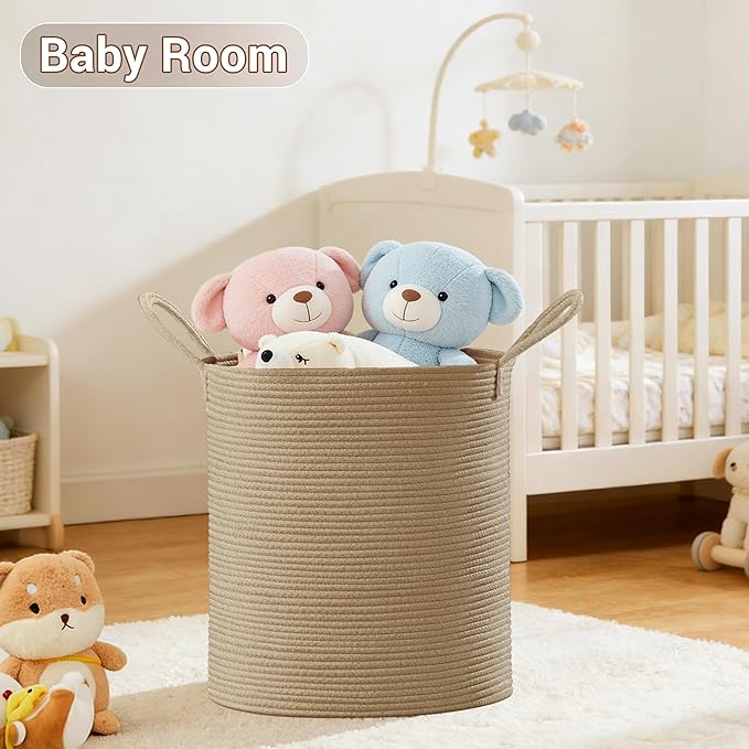 Tall Laundry Basket with Handles, 88L Portable Dirty Clothes Hamper, Boho
