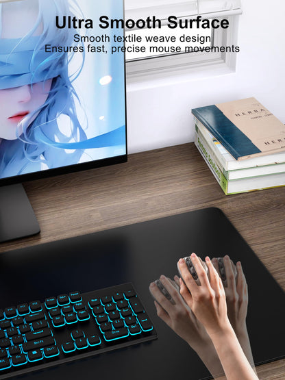 TopMade Mouse Pad with 15W Fast Wireless Charging, 31.5"x15.75" XXL Large Gaming Waterproof Desk Pad with Ultra-Smooth Surface, Non-Slip Base, Computer Desk Mat for MacBook, PC, Laptop, Black
