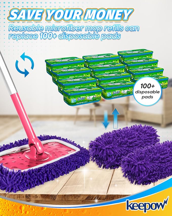 8Pcs Reusable Microfiber Mop Pads Compatible