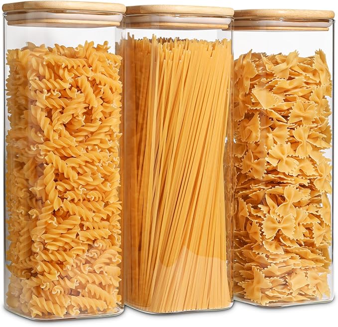 ComSaf Glass Spaghetti Pasta Storage Containers