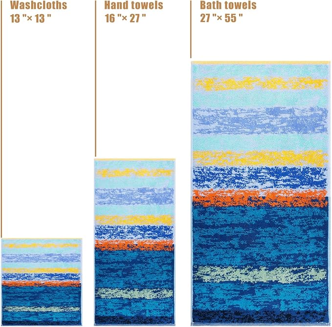 SEMAXE 18-Pack Bath Towel Set Include 6 Bath Towels, 6 Hand Towels, 6 Wash