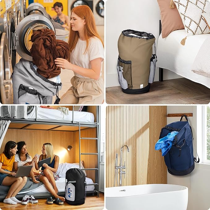 BALEINE 2PK 120L Laundry Bag Backpack, 900D Oxford Fabric Large Travel Laundry