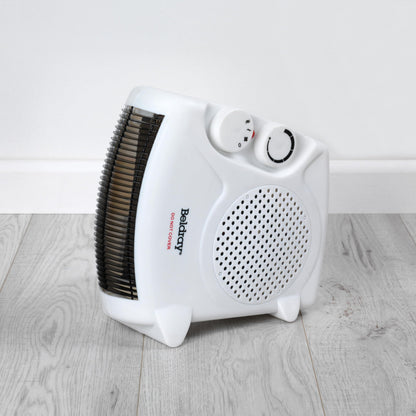 Beldray Electric Flatbed Fan Heater – Upright Heater with 2 Heat Settings and Cool Air Function, Adjustable Thermostat, Overheat Protection, Dual Position, Portable Carry Handle, 2000 W EH0569SSTK