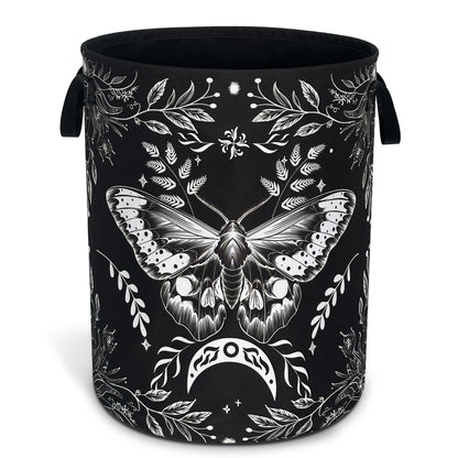 Moth Laundry Basket Oxford Cloth Funny Butterfly Laundry Hamper With Handle Foldable Portable Clothes Storage Basket 18.9 X 16.5 In Storage Bag For Laundry Room/Bathroom/Bedroom/Dormitories