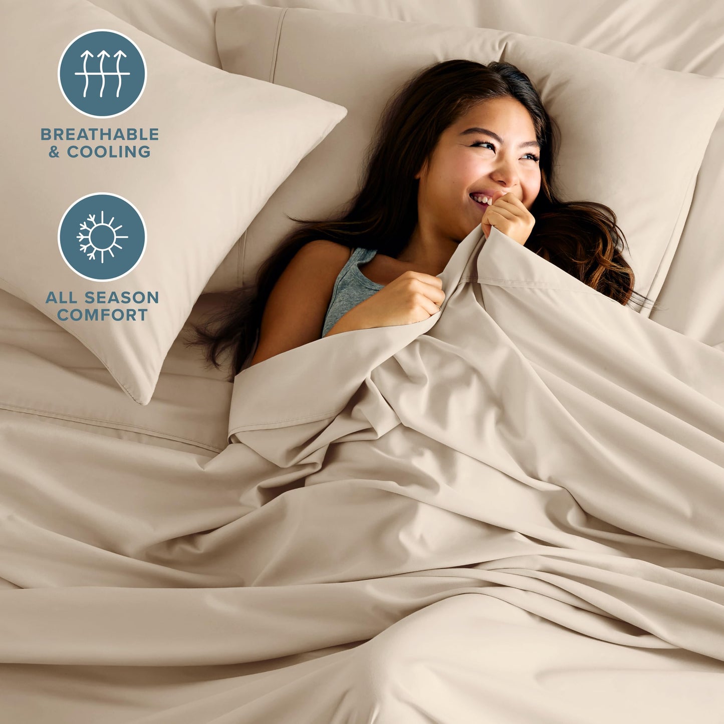 Bare Home Hotel Luxury Full Sheet Set, Extra Soft - 6 Piece Set - Deep Pockets - Easy Fit - Cooling & Breathable - Wrinkle, Fade, Stain Resistant - Includes 4 Pillowcases (Full, Sand)