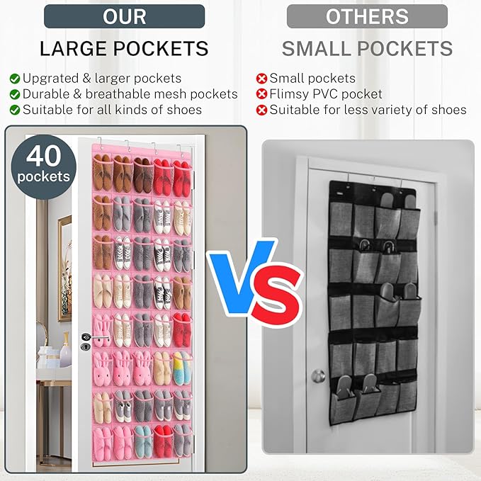 40-Pocket Over the Door Shoe Organizer