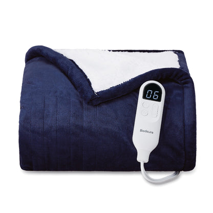 Bedsure Electric Blanket King Size - Dual Control Heated Blanket King Size, Fast Heating with 10 Time Settings & 10 Heat Settings, Warm Gift for Grandma (100x90 inches, Grey)