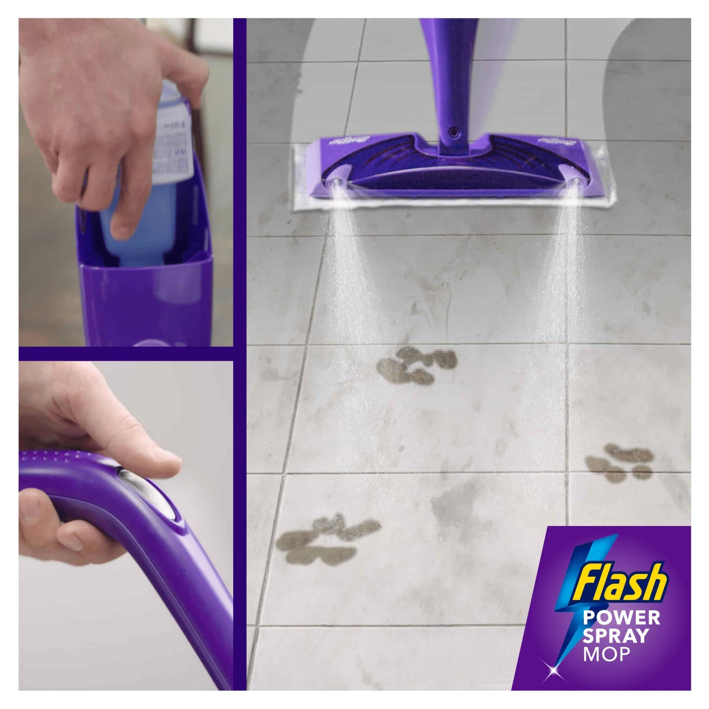 Flash Power Spray Mop Floor Cleaner Multi-Surface Cleaning Liquid Citrus Fresh 5L (1.25Lx4)