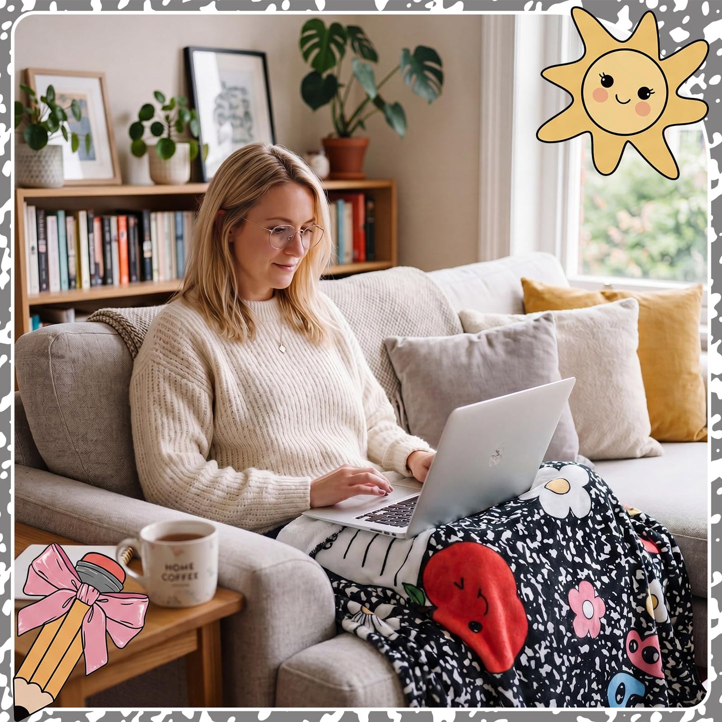Remagr Back to School Blankets 60"x 50" Composition Notebook Throw Blanket Plush Lightweight Flannel Blankets for End of Year Back to School Graduation Sofa Couch Travel Bed Decoration