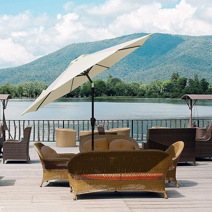 Simple Deluxe 9' Patio Umbrella Outdoor Table Market Yard Umbrella with Push Button Tilt/Crank