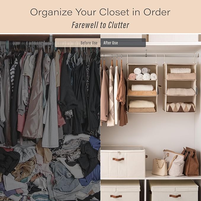StorageWorks 6-Shelf Jumbo Closet Organizers, Two 3-Shelf Separable Hanging