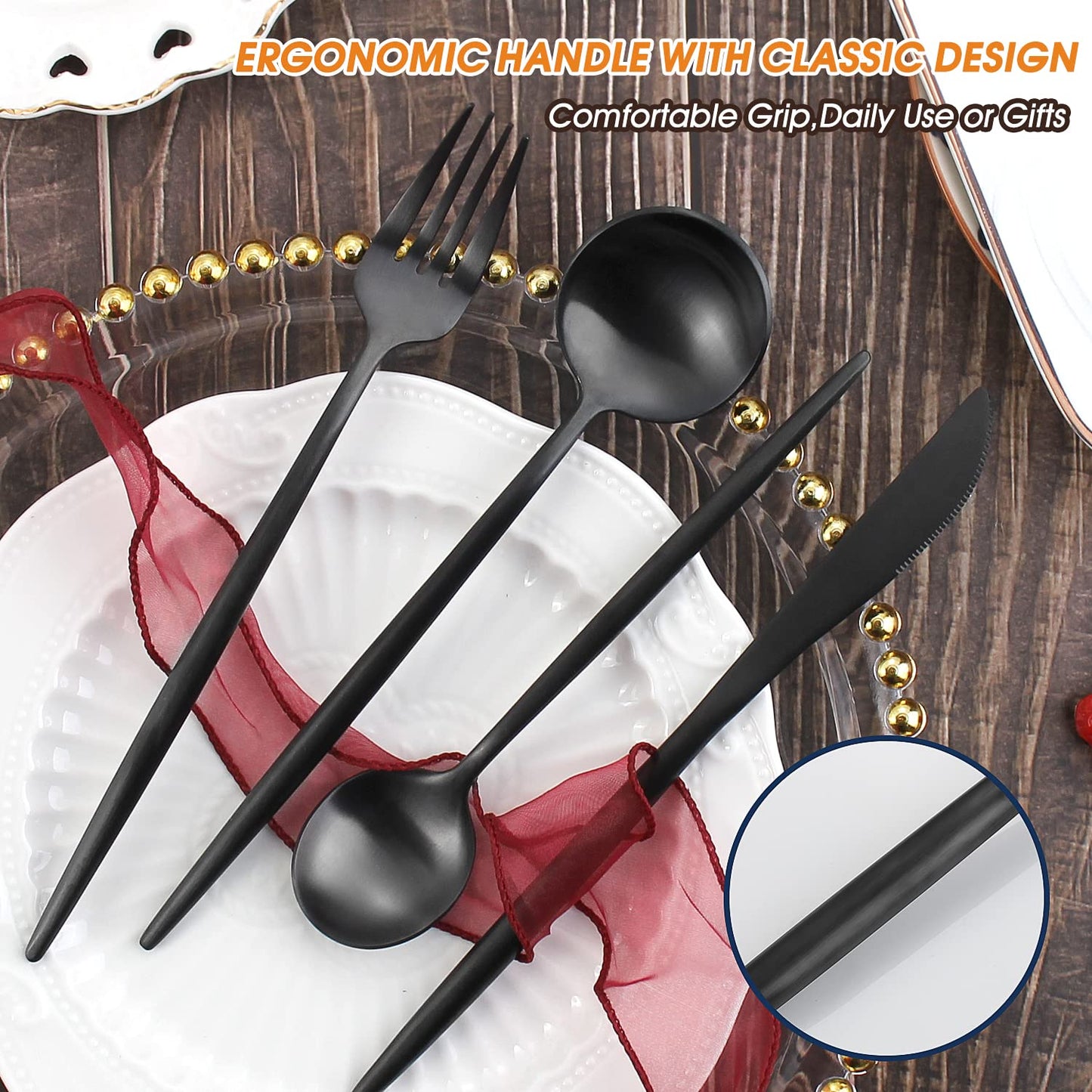 Matte Black Silverware Set,BEGEEL 20 Piece Stainless Steel Flatware Set,Service for 4,Satin Finish Tableware,Cutlery Sets,Utensil Sets for Kitchen and Home,Dishwasher Safe