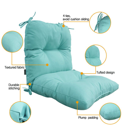BOSSIMA Outdoor Indoor High Back Chair Tufted Cushions Comfort Replacement Patio Seating Cushions Deep Green