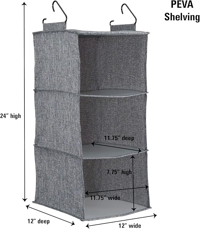 Household Essentials 3 Shelf Hanging Closet Organizer, Hanging Shelf