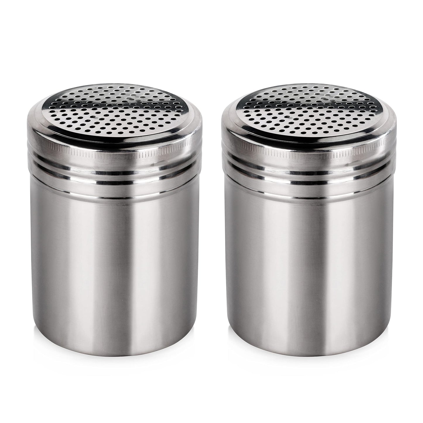 New Star Foodservice 28478 Stainless Steel Dredge Shaker, 10-Ounce, Set of 2