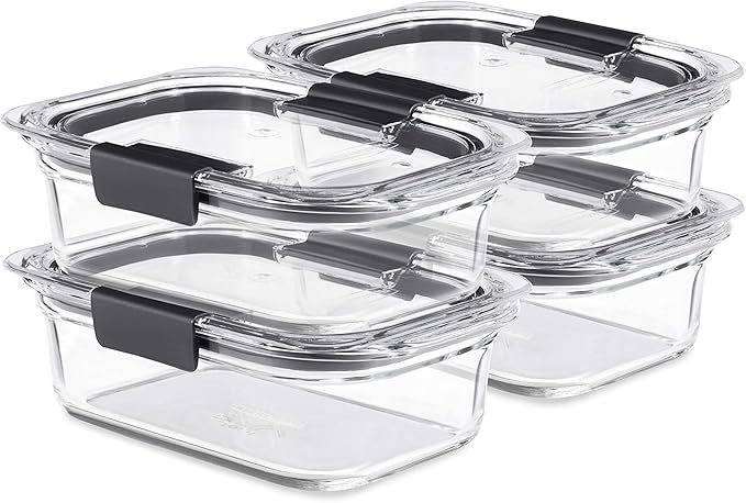 Rubbermaid Brilliance Glass Food Storage Containers, 3.2 Cup, Leak-Proof
