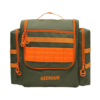 GeerDuo Tactical Camp Kitchen Organizer, Large Camping Utensil Storage Bag with Paper Towel Holder & Multi Pockets, Hanging Outdoor Cookware Organizer for Overlanding