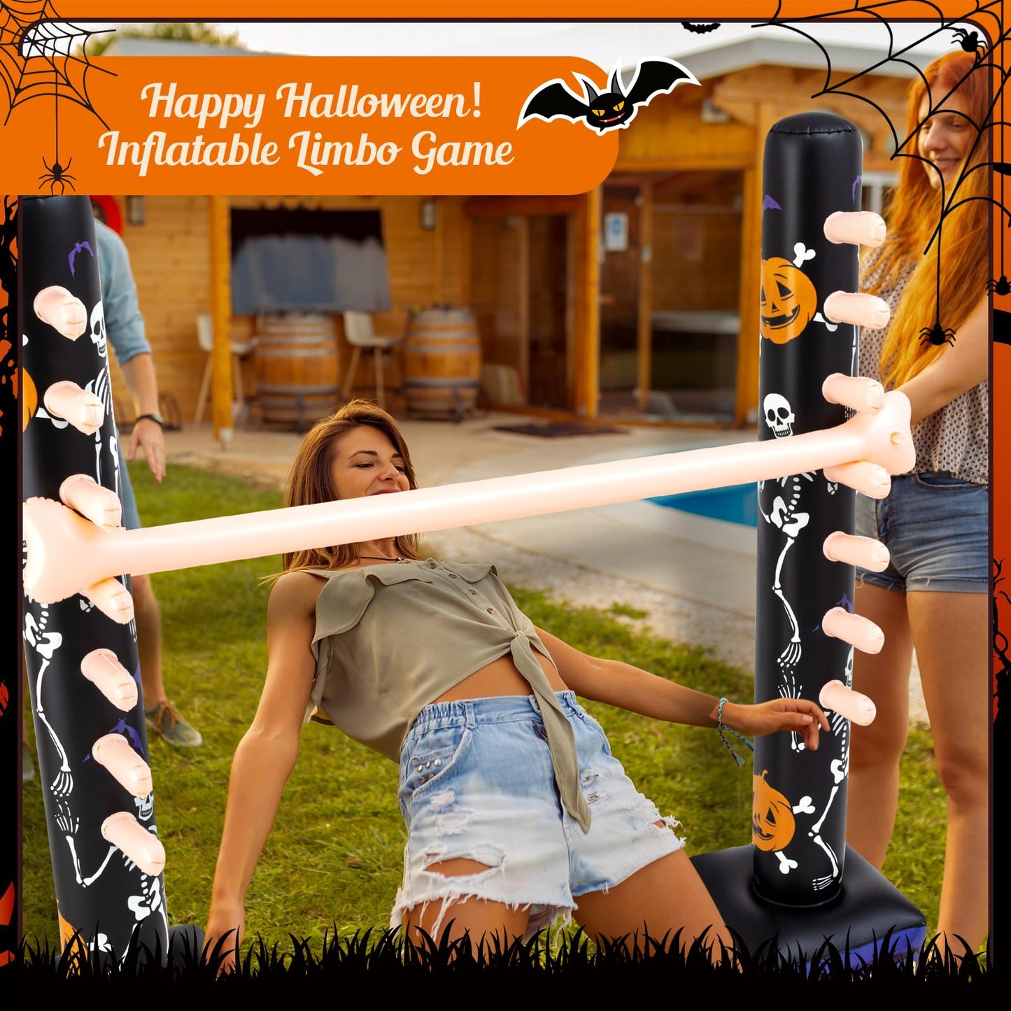 Threan Halloween Party Games Inflatable Limbo Game for Adults Easy Spooky Limbo Carnival Game Enhance Family Bonding for Indoor Outdoor Birthday Halloween Party Games Picnic Pool