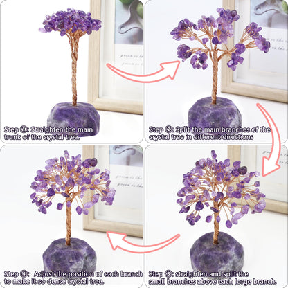 YATOJUZI 4.7"-5.1" Amethyst Crystal Money Tree,Purple Desk Cubicle Decorations Office Room Decor for Women,Meditation Accessories Reiki Gifts for Women,Crystals and Healing Stones,Tree of Life