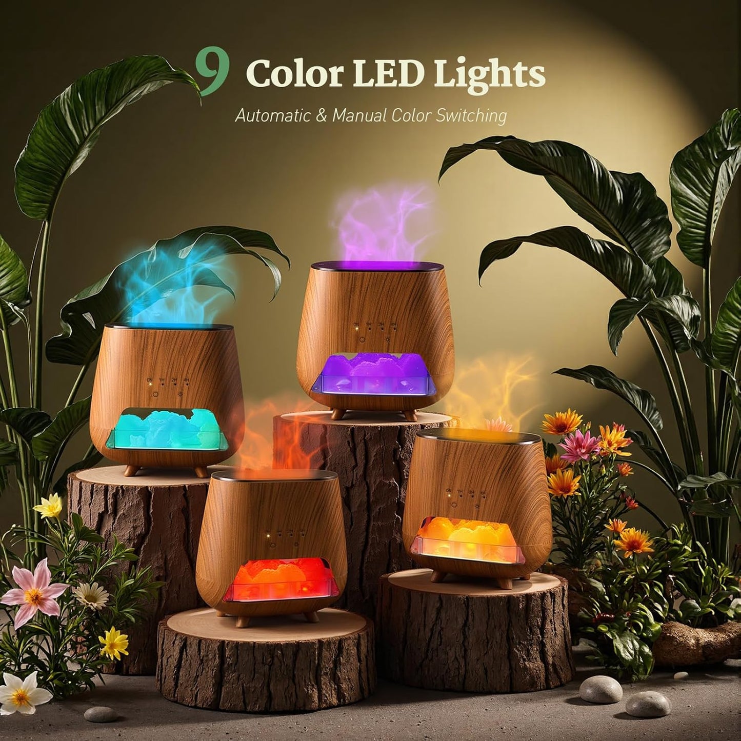 2-in-1 Ultrasonic Aromatherapy Diffuser: Essential Oil Diffuser & Himalayan Salt Lamp, Quiet Scent Diffusers for Home with Cool Mist and Timer Settings