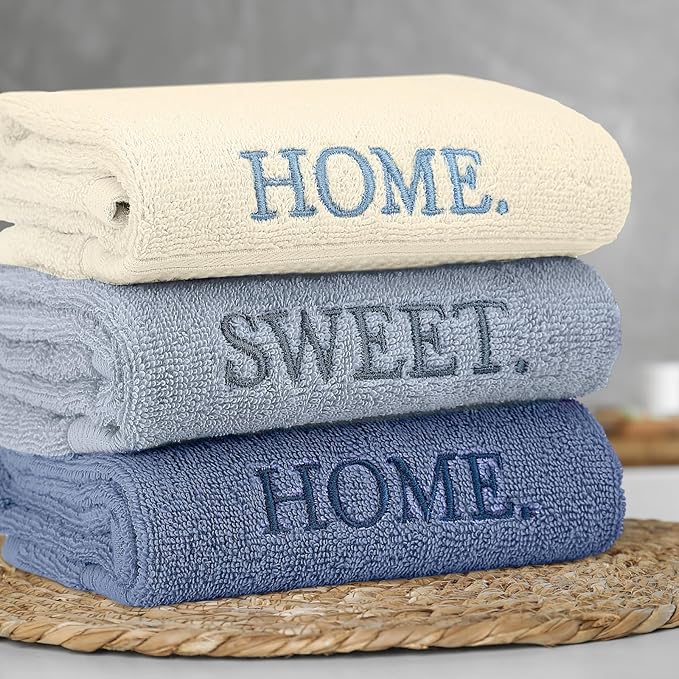 3 Pcs Home Sweet Home Hand Towels Farmhouse Decorative Embroidered Bathroom