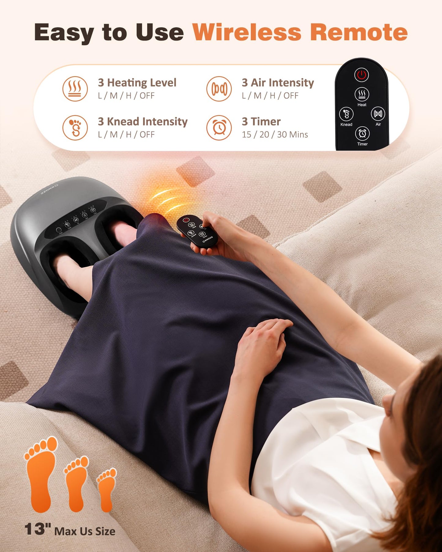 Foot Massager Machine with Heat, Shiatsu Deep Kneading Foot Massager with Remote, Compression, Multi-Massage Modes, Auto-Off Timers, Gifts for Women Men