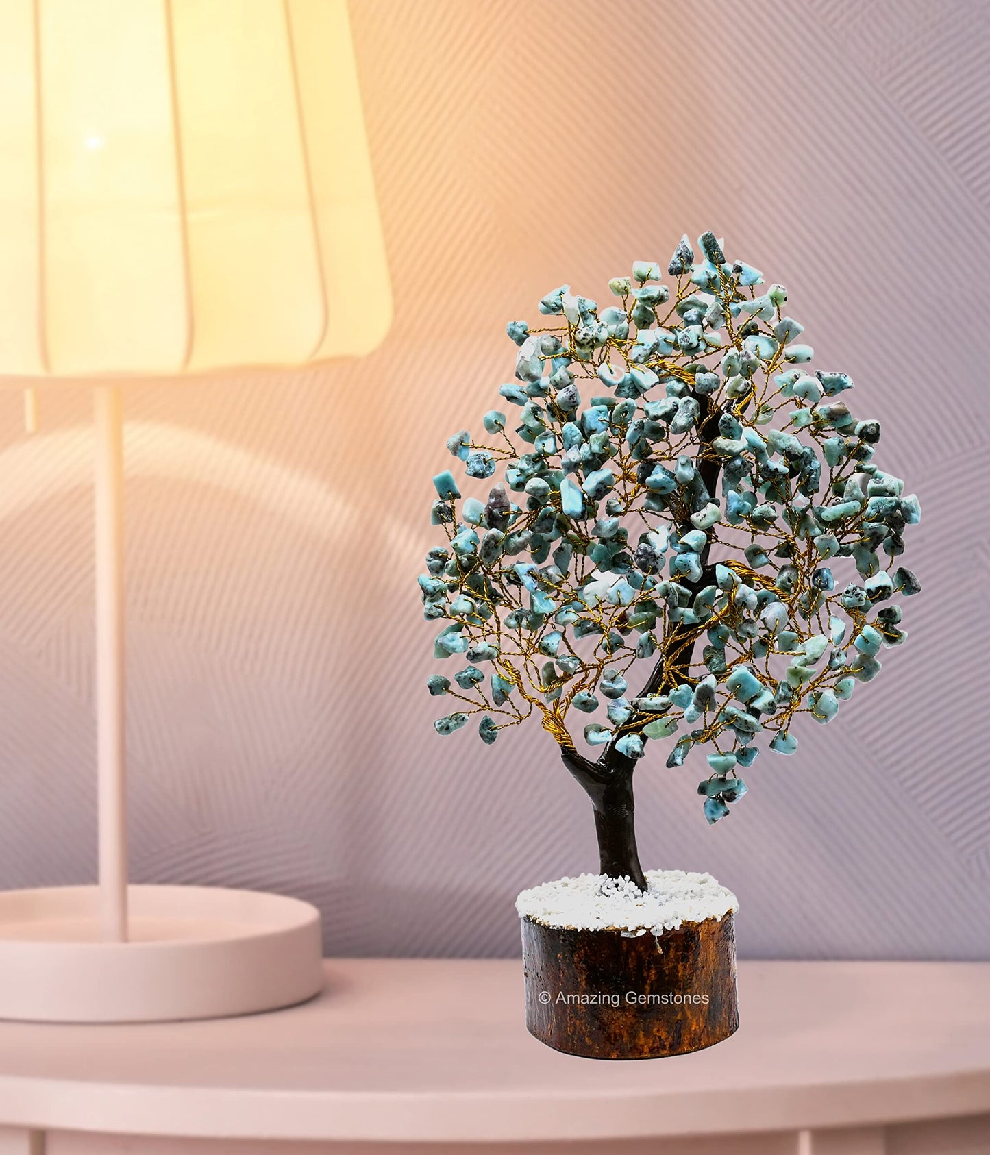 Amazing Gemstone Crystals and Healing Stones Birthday Gifts for Women - Larimar Crystal Tree of Life Home Decor Stocking Stuffers, Bookshelf, Room, Meditation Gift for Mom Dad, Unique Birthday Gifts