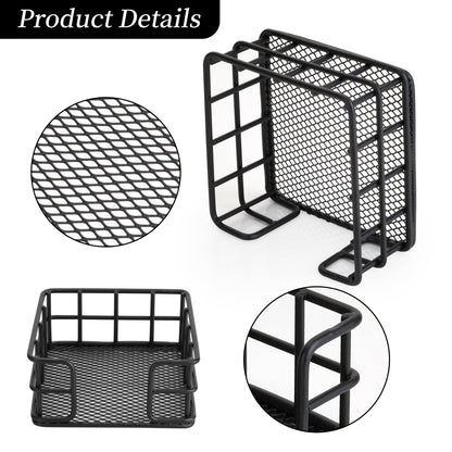 2 Pack Metal Sticky Note Holder, Modern Minimalist Black Wire Memo Note Cube Holder Dispenser Desk Organizer with Mesh Bottom for Home School Office